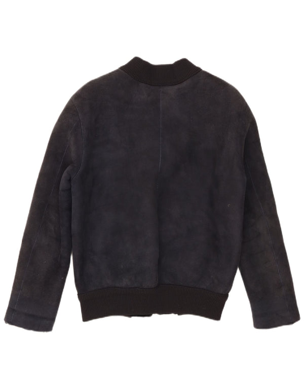CPL1953 Veste Bomber Shearling Femme UK 20 2XL Bleu Marine Shearling