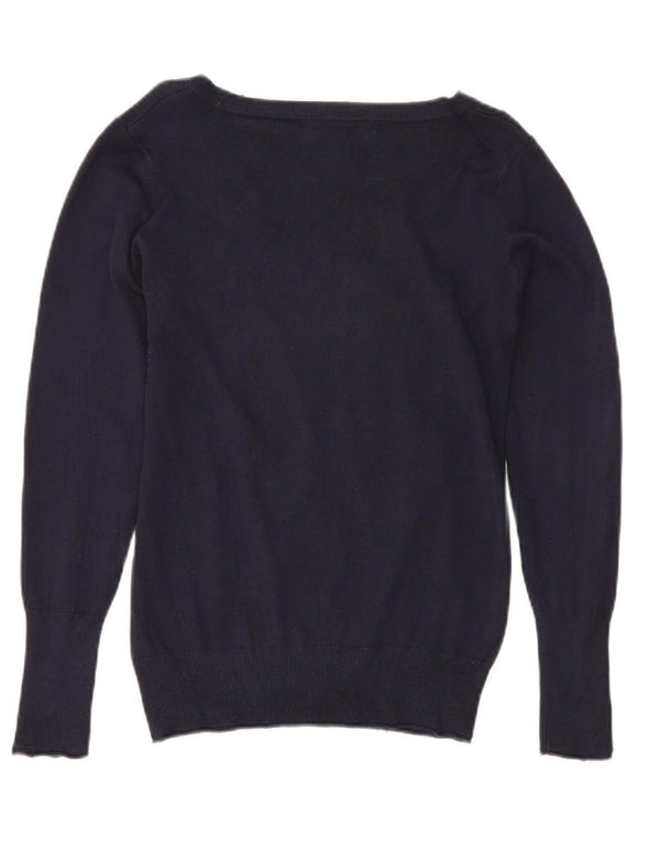Guess Pull col V pour femme UK 12 Bleu marine moyen