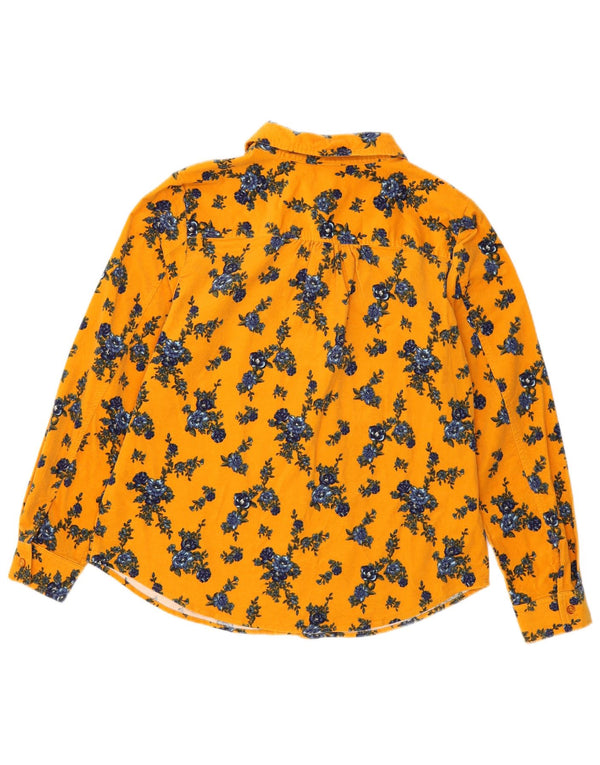 Denim & Co Chemise en velours côtelé pour femme UK 16 Grand coton floral jaune