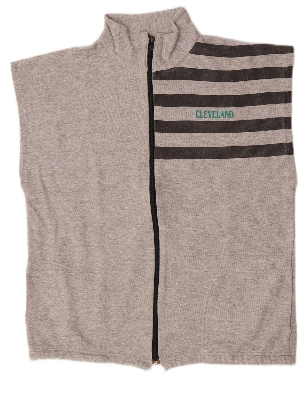 vintage Mens Sans Manches Survêtement Top Veste Gris Moyen Rayé