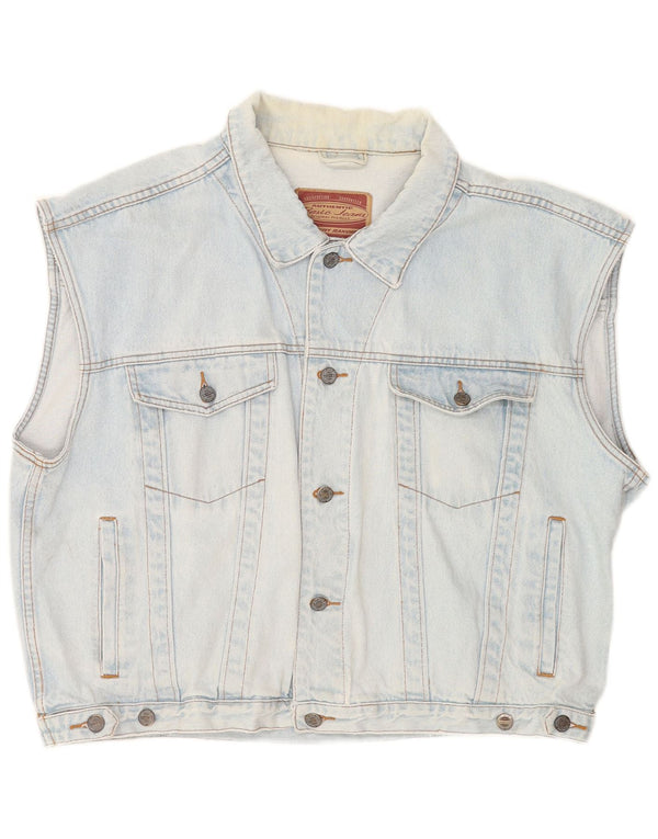 Jinglers Gilet en jean pour homme UK 44 2XL Bleu Coton