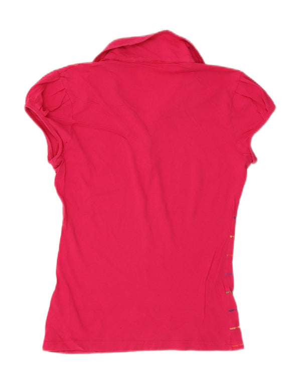 Puma Polo Femme UK 14 Large Rose Rayé