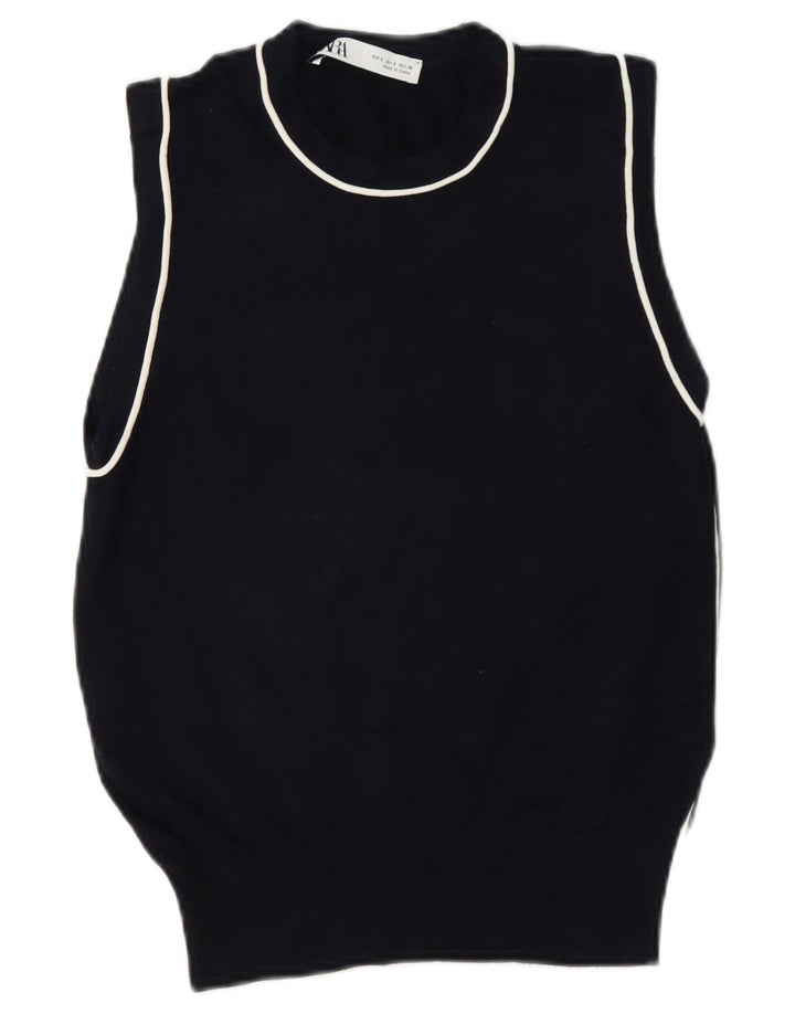 Zara Femme Débardeur UK 10 Petit Viscose Noir