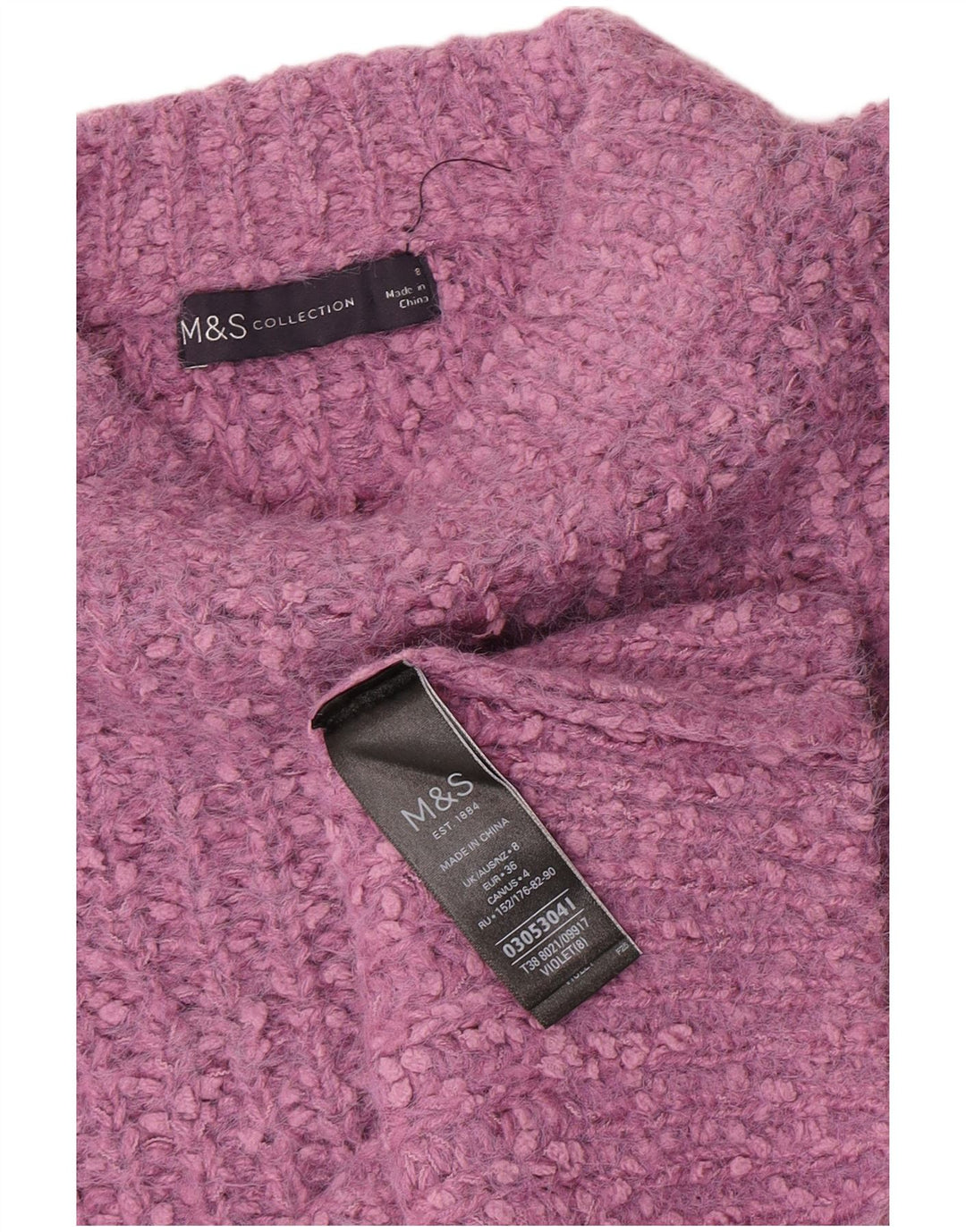 Marks & Spencer Pull col bateau pour femme UK 8 Small Violet Polyester