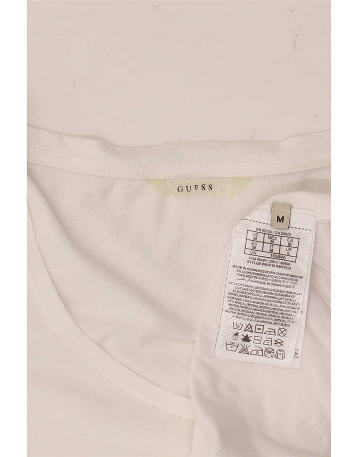 Guess T-Shirt Femme Top UK 8 Small Blanc Coton