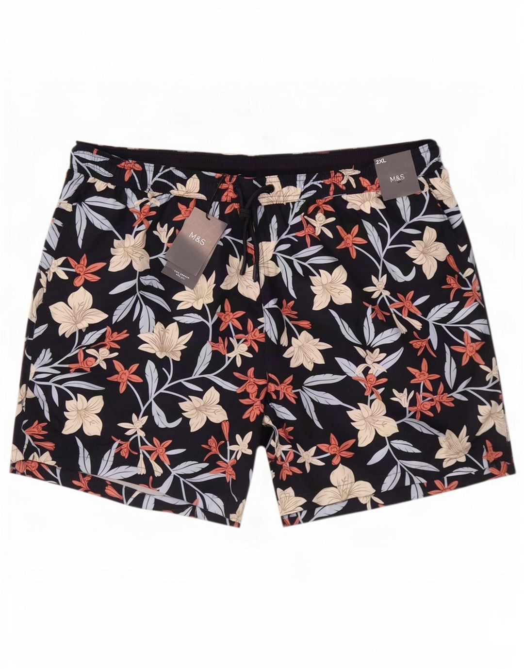 Marks & Spencer Short de bain pour homme 2XL Noir Floral Polyester