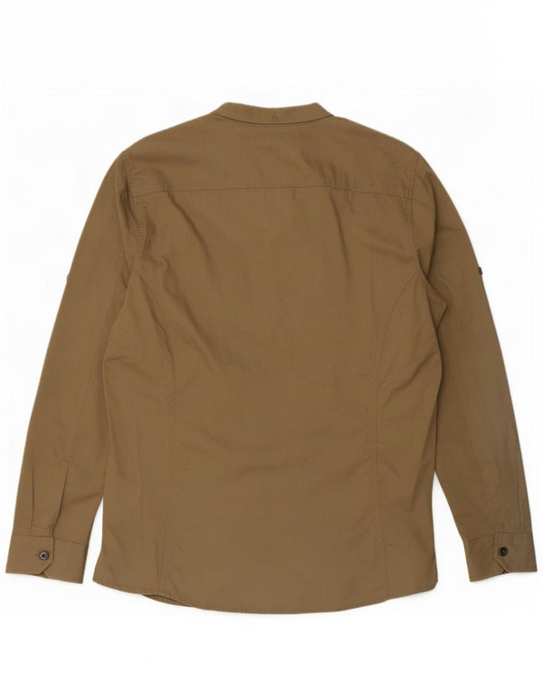 Vintage Mens Military Shirt Large Beige Cotton