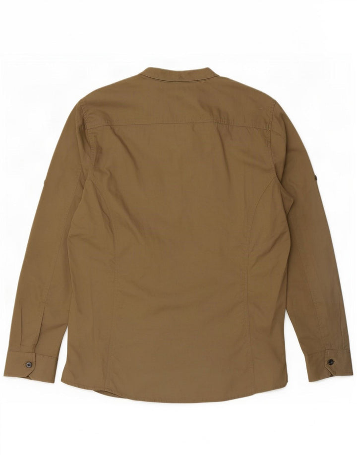 chemise militaire vintage pour hommes grand coton beige