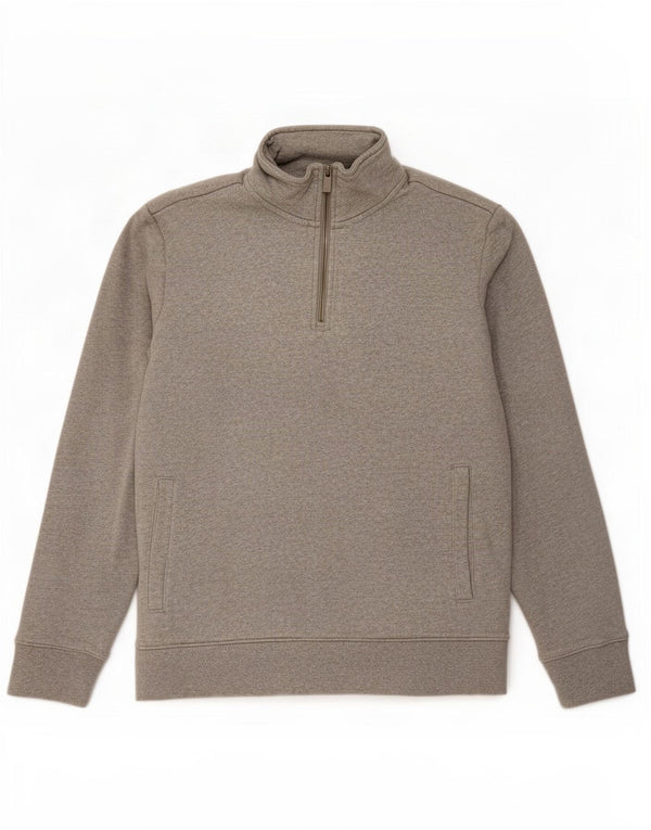 Marks & Spencer Sweat-shirt à col zippé pour homme en coton gris Taille L
