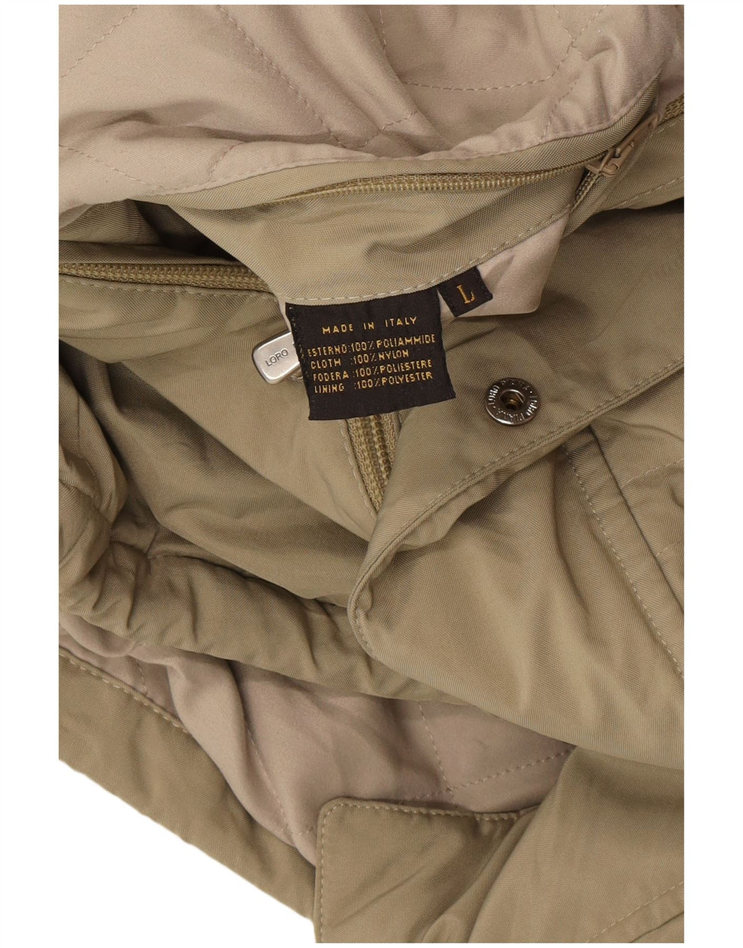 Loro Piana Veste coupe-vent à capuche pour homme UK 40 Large Beige Polyamide