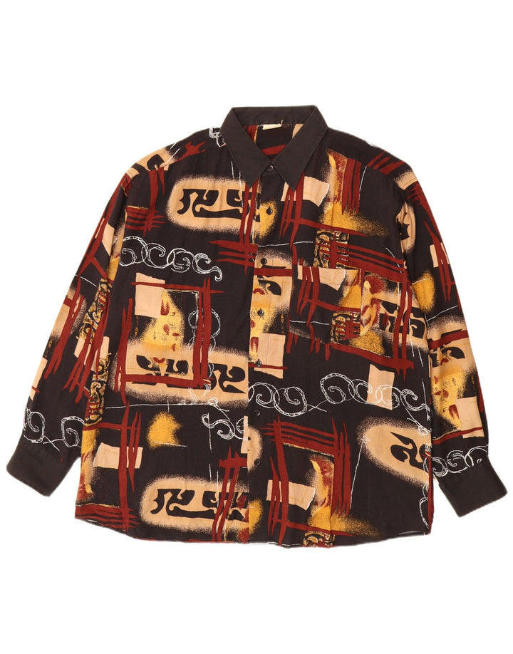 VINTAGE Chemise Homme Motif Abstrait XL Multicolore