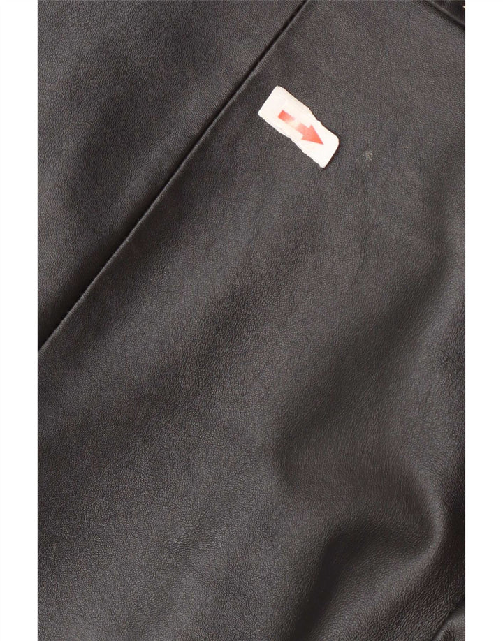Julia S. Roma Veste blazer en cuir à 3 boutons pour femme UK 12 Noir moyen