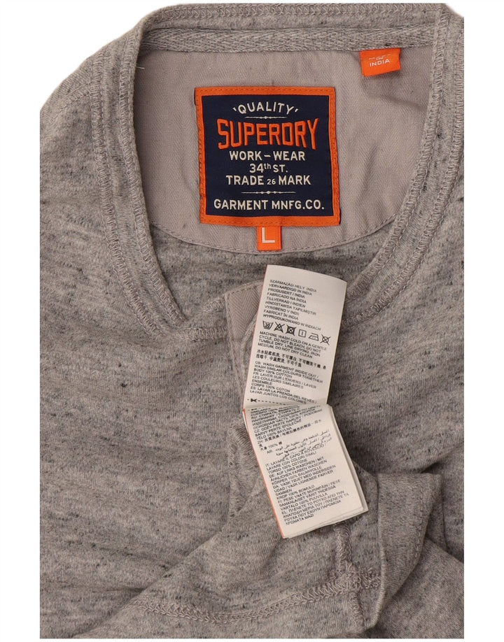 Superdry Homme T-Shirt Top Large Gris Moucheté Coton