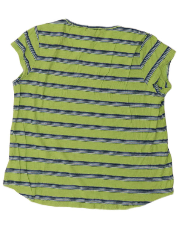 Chaps T-Shirt Femme Top UK 18 XL Coton Rayé Vert