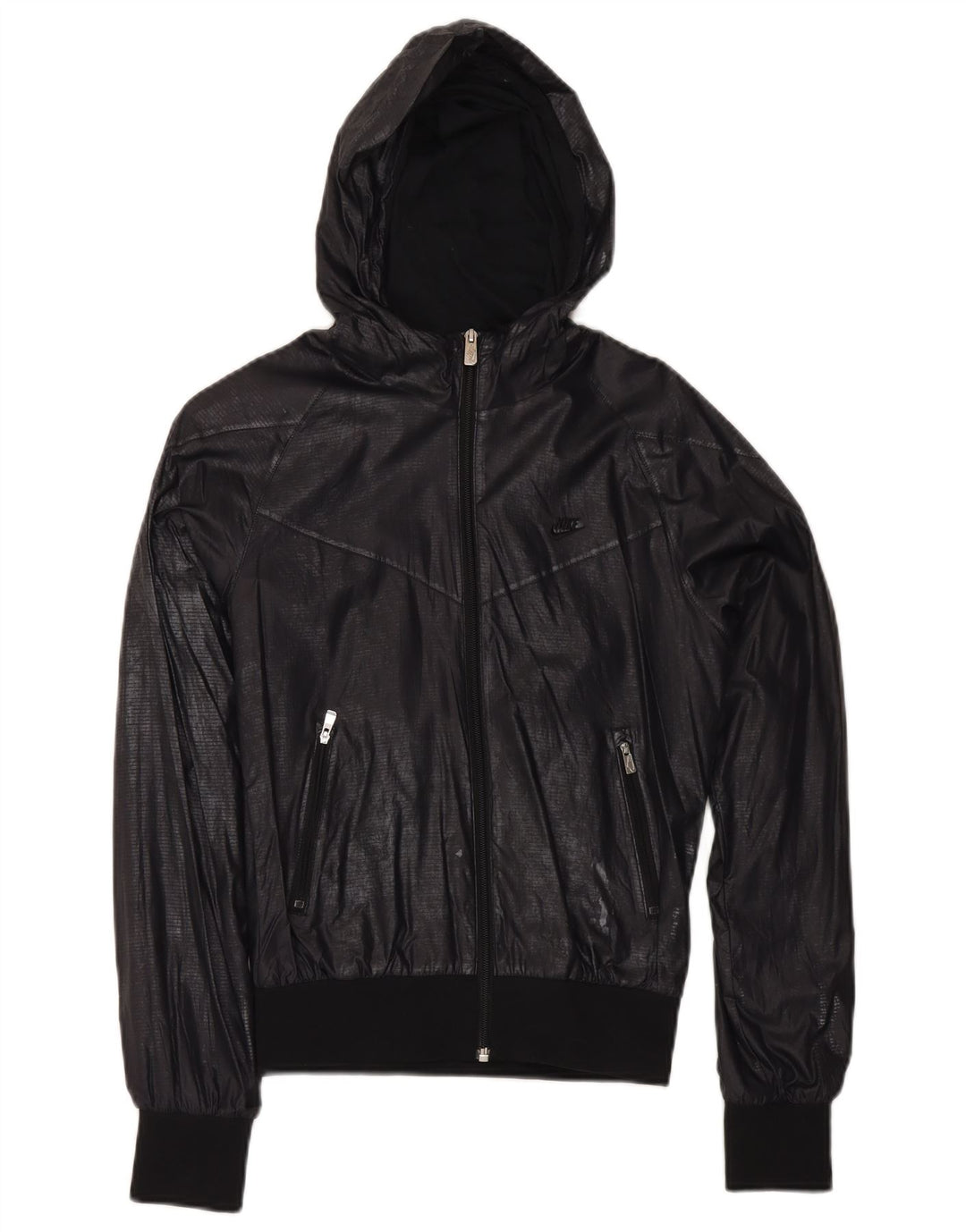 Nike Veste coupe-vent à capuche pour femme UK 10 Petit nylon bleu marine