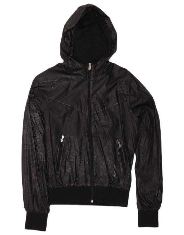 Nike Veste coupe-vent à capuche pour femme UK 10 Petit nylon bleu marine