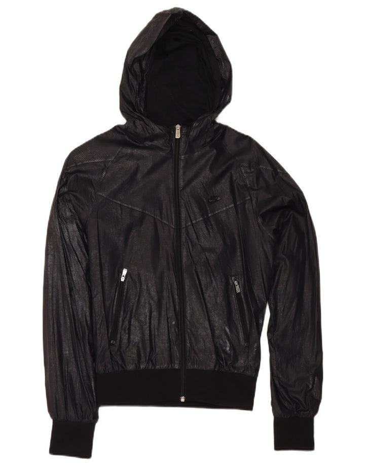 Nike Veste coupe-vent à capuche pour femme UK 10 Petit nylon bleu marine
