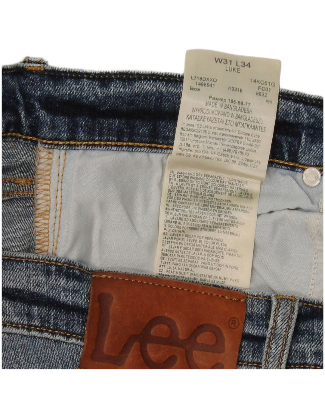 LEE Jean Slim Luke Distressed Femme W31 L29 Bleu Coton