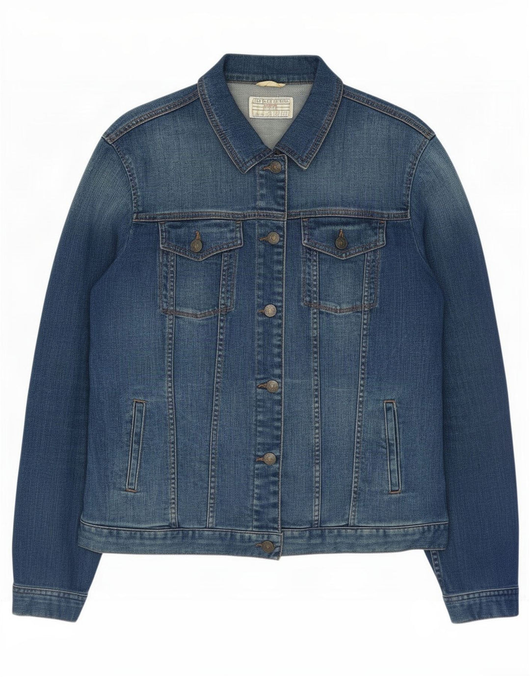 Fat Face Veste en jean pour femme UK 14 Large Bleu Coton