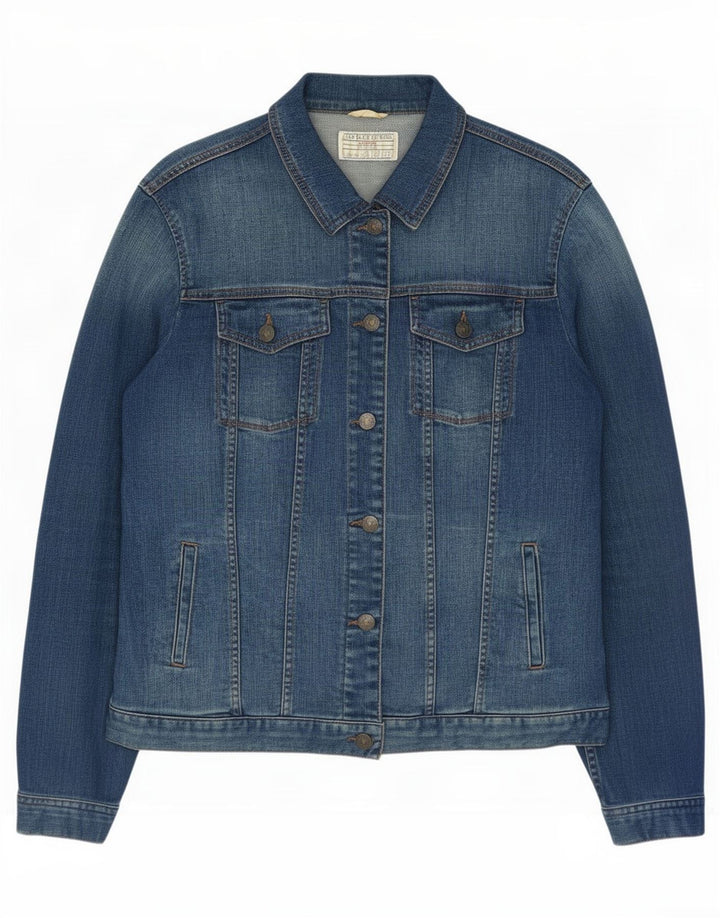 Fat Face Veste en jean pour femme UK 14 Large Bleu Coton