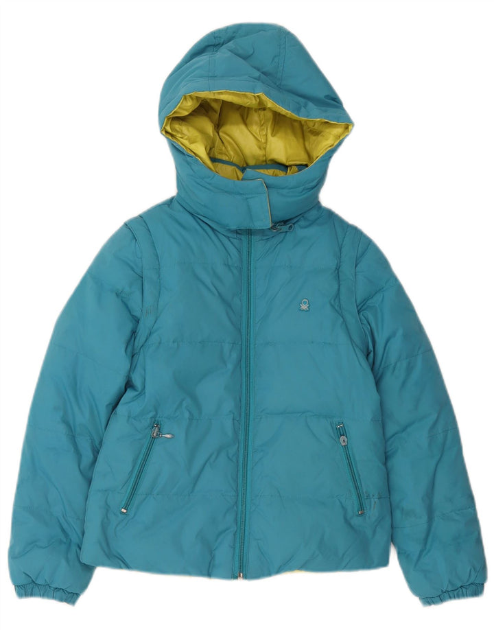 Benetton Veste matelassée réversible à capuche pour fille 7-8 ans Bleu moyen