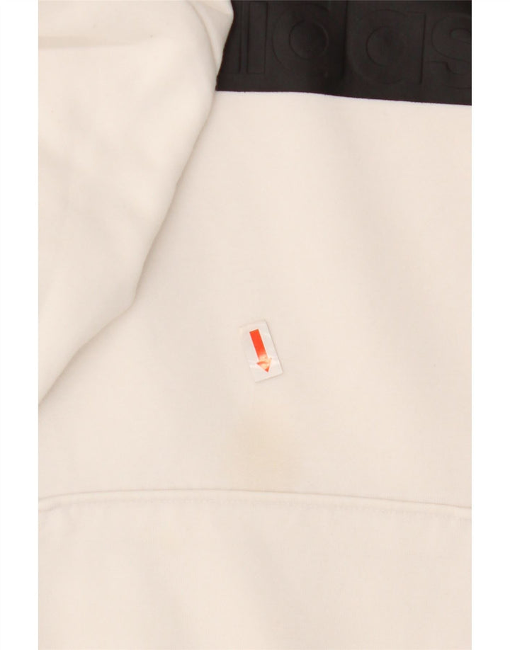 Adidas Pull à capuche graphique pour femme UK 8/10 Petit Blanc Polyester
