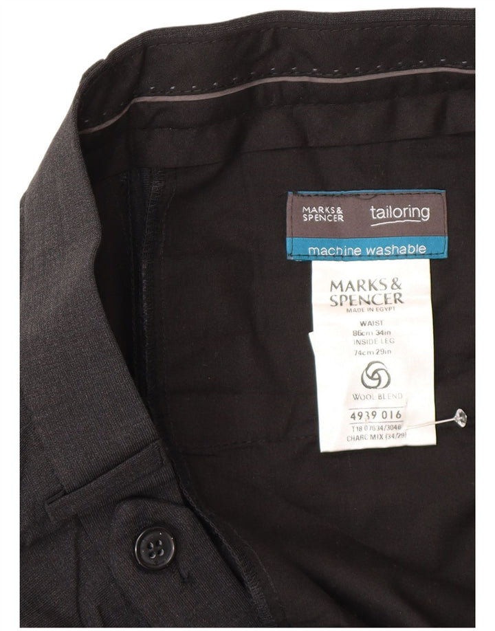 Marks & Spencer Pantalon de costume sur mesure pour homme W34 L29 Gris Polyester