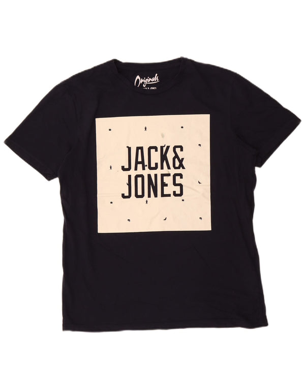 Jack & Jones T-Shirt Graphique Homme Grand Bleu Marine Coton