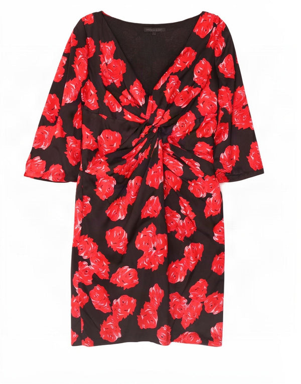 Coast Robe fourreau à manches 3/4 pour femme UK 16 Grande soie florale noire
