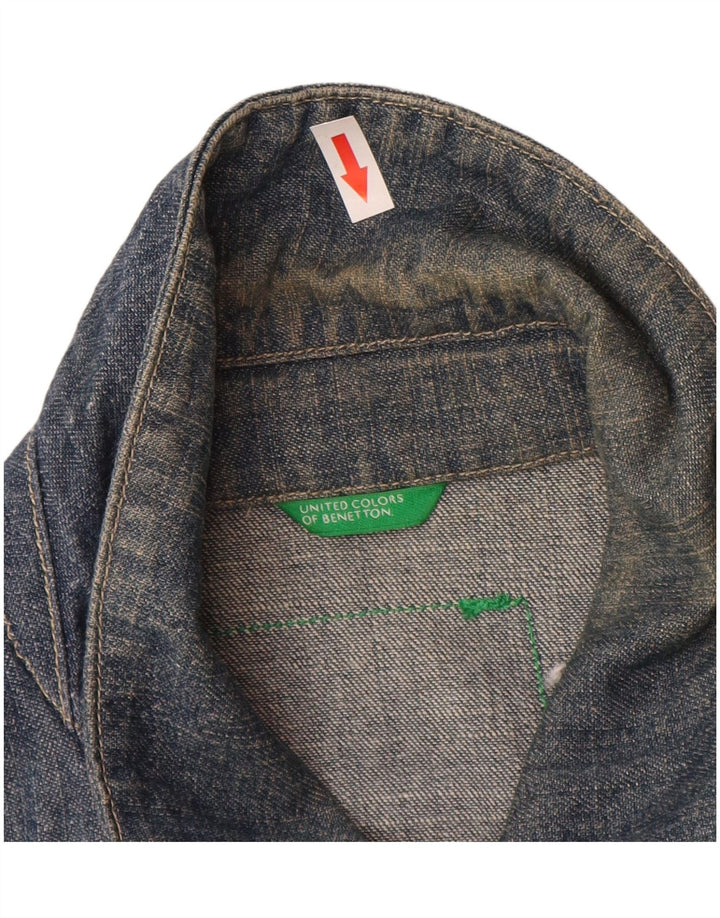 Benetton Veste en Jean Homme UK 40 Large Bleu Marine Coton