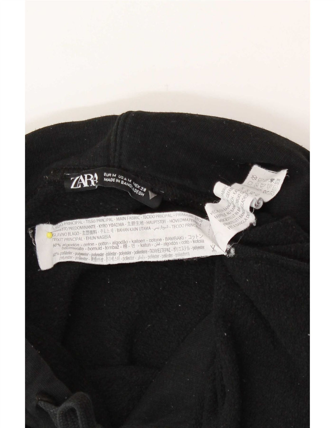 Zara Pull à capuche surdimensionné pour femme UK 14 en coton noir moyen
