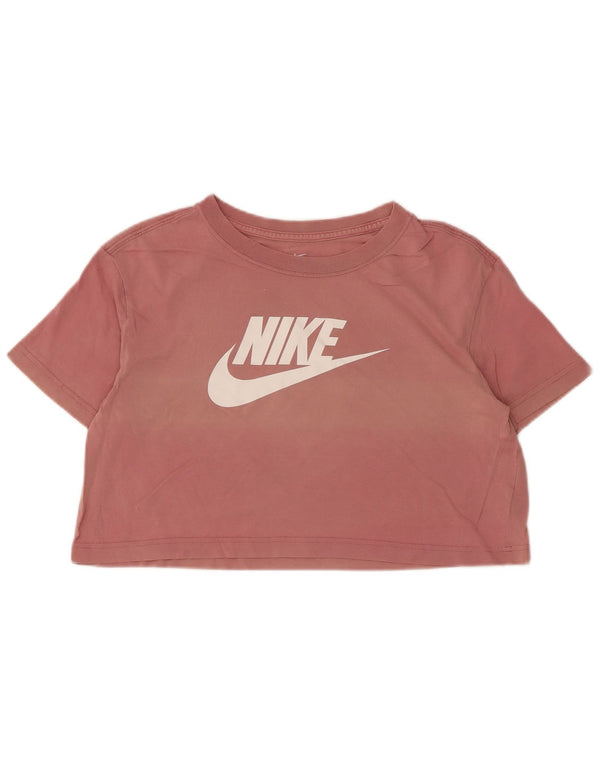 Nike Womens Crop Oversize Graphic T-Shirt Top UK 10 Petit Rose Coton