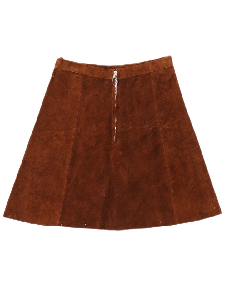 vintage Femme Daim A-Line Jupe W28 Brun Moyen