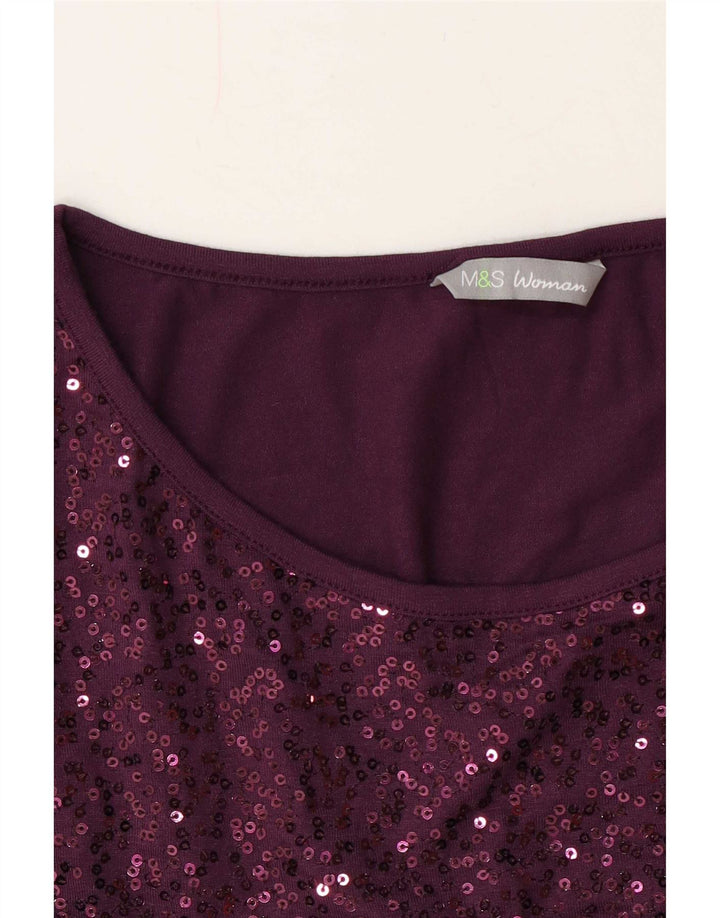 Marks & Spencer Chemisier à sequins pour femme UK 14 Large Bordeaux