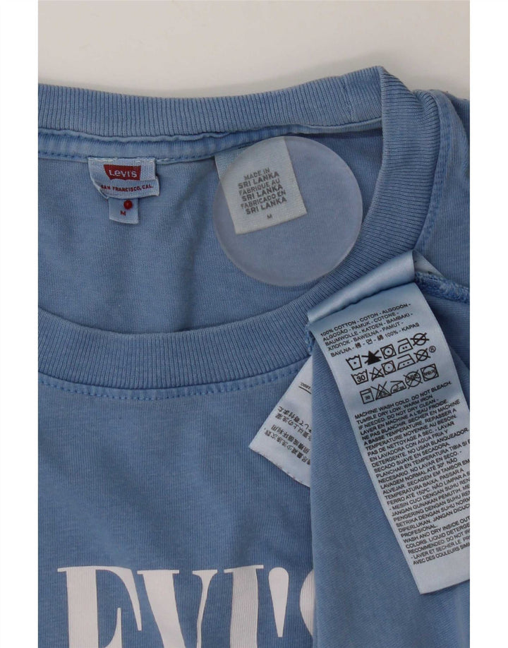 Levi's T-Shirt Graphique Femme UK 14 Bleu Moyen Coton
