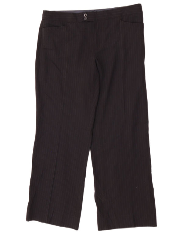 Jigsaw Pantalon de costume court pour femme UK 10 Small W27 L25 Noir à fines rayures