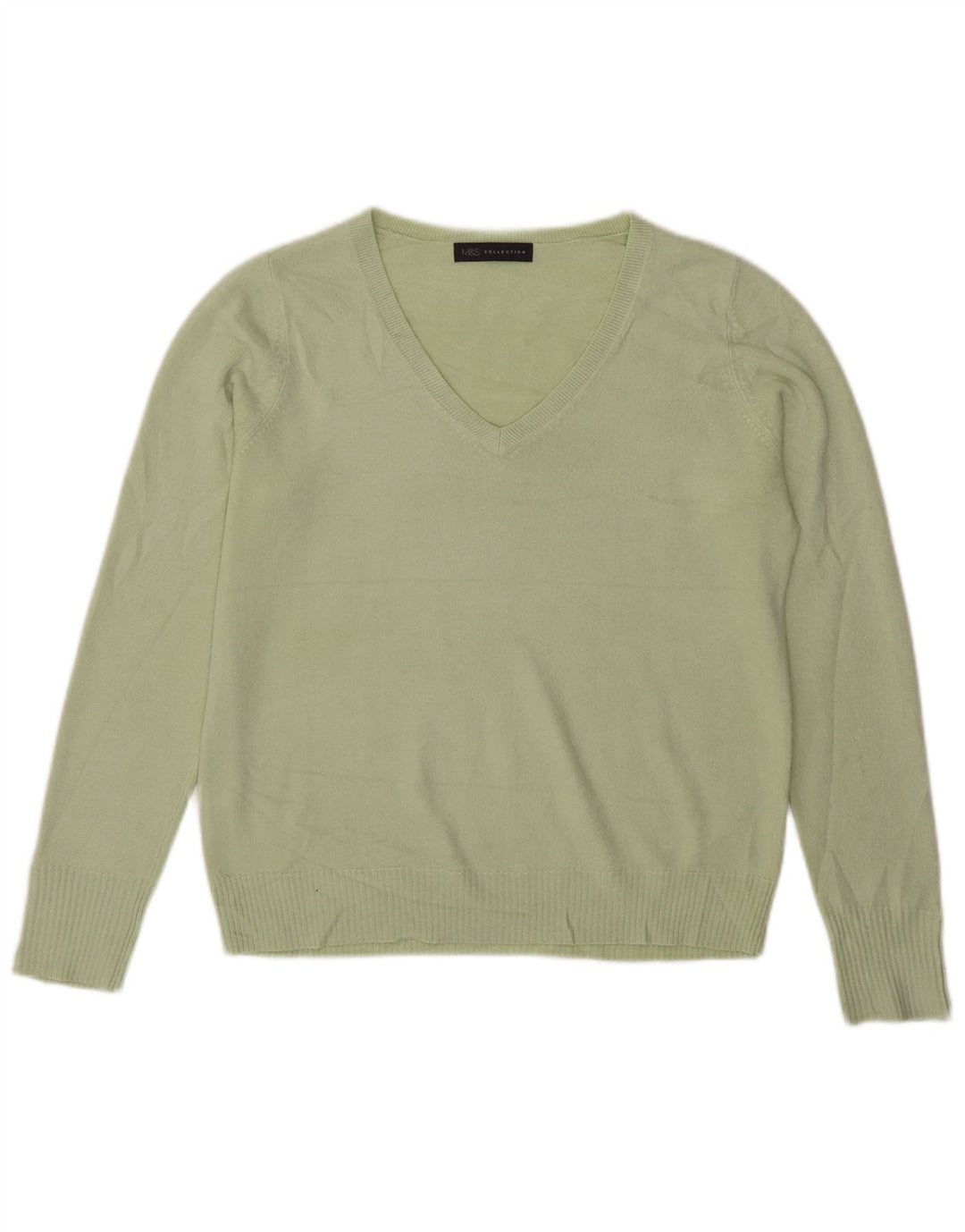 Marks & Spencer Pull col en V pour femme UK 16 Large Vert