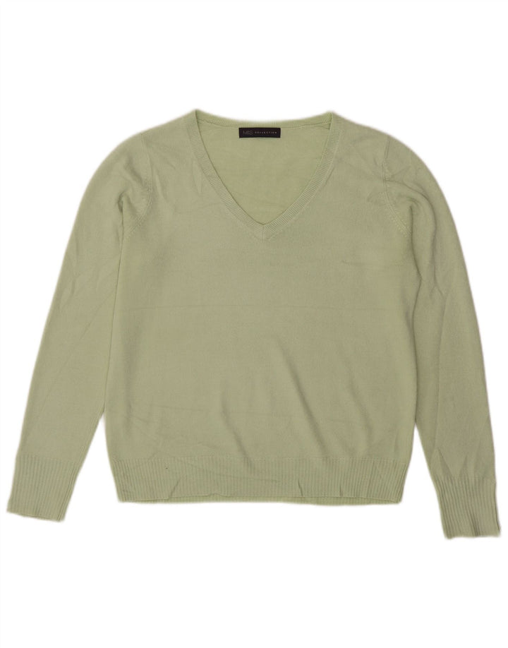 Marks & Spencer Pull col en V pour femme UK 16 Large Vert
