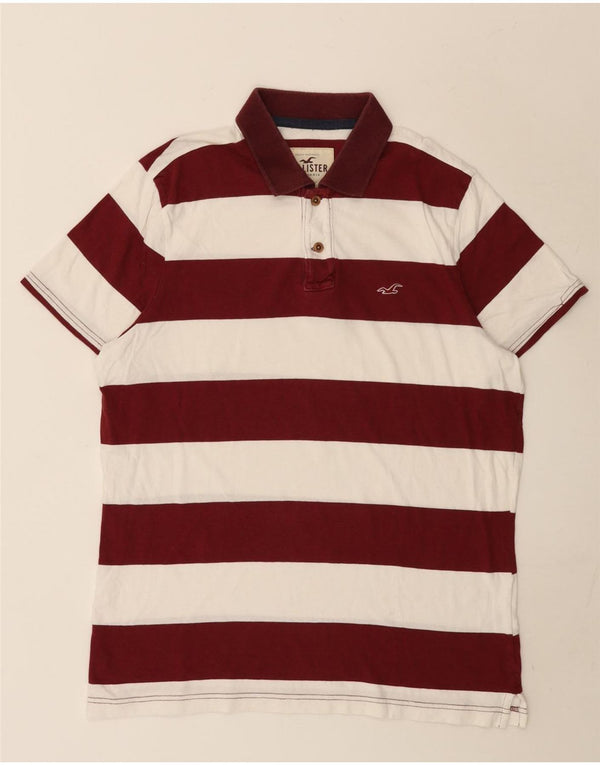 Hollister Polo Homme Large Bordeaux Rayé Coton