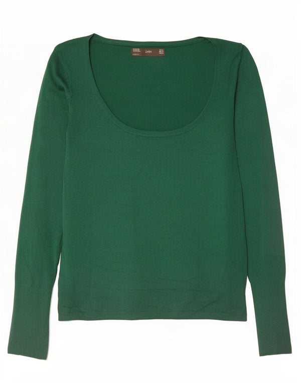 Zara Pull col bateau pour femme UK 12 Rayonne vert moyen