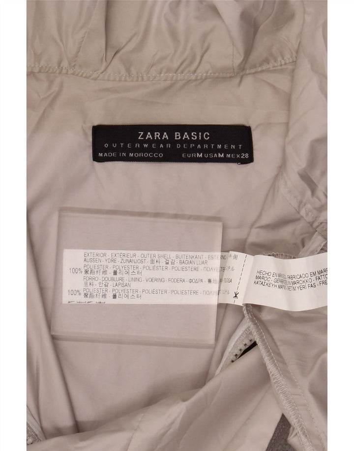 Zara Veste de pluie surdimensionnée à capuche et manches 3/4 pour femme UK 14 Gris moyen
