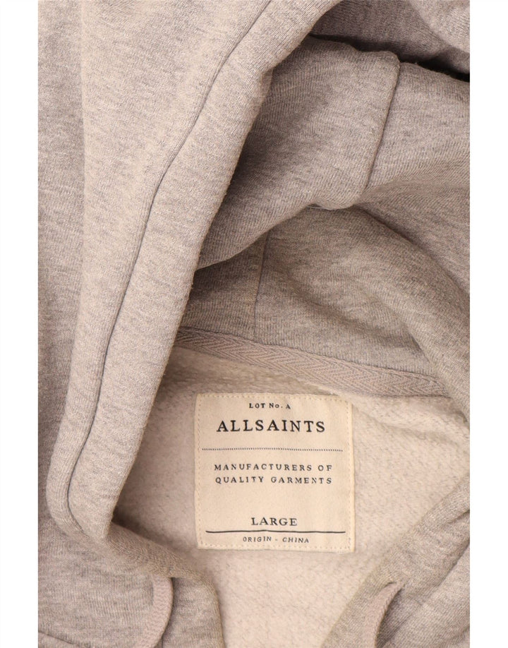 ALL SAINTS Pull à capuche zippé pour homme Large Gris Coton
