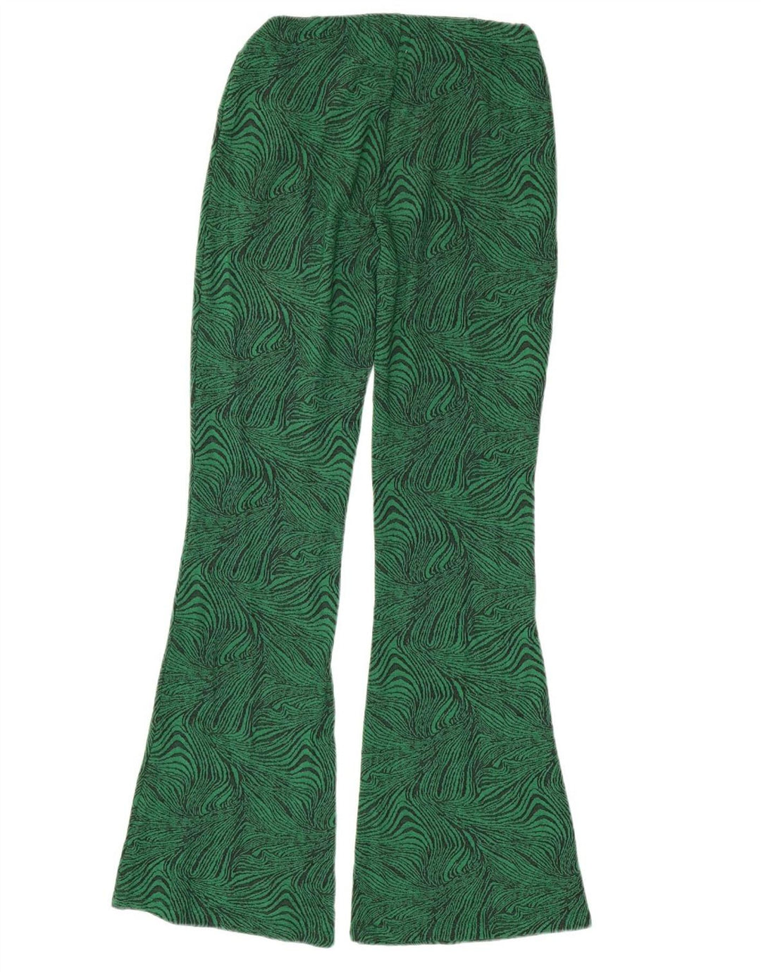 ZARA Pantalon décontracté évasé pour femme Petit W26 L33 Vert imprimé animal