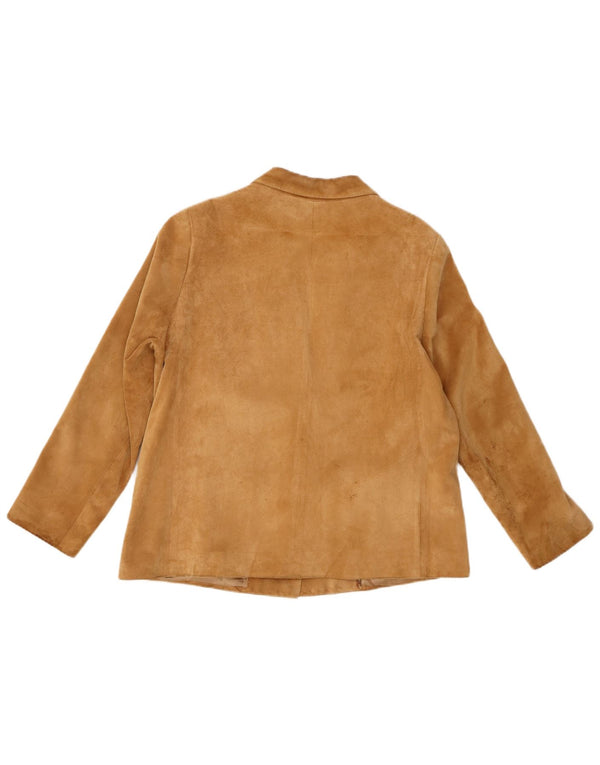 vintage Femme 2 Boutons Blazer En Daim Veste UK 14 Brun Moyen