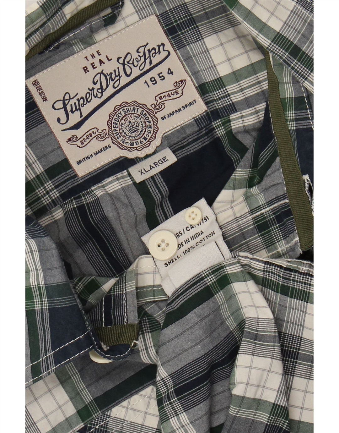 SUPERDRY Chemise Homme XL Bleu Marine Carreaux Coton