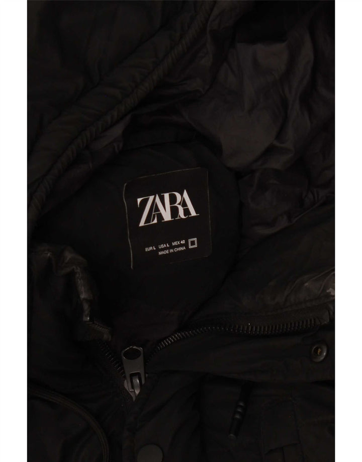 Zara Manteau matelassé à capuche pour homme UK 40 Large Noir