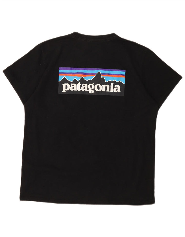 Patagonia Femmes Graphique T-Shirt Top UK 16 Large Noir Polyester