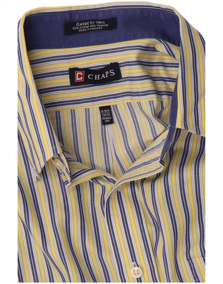 Chaps Chemise Homme Taille 16 16 1/2 Grand Coton Rayé Jaune