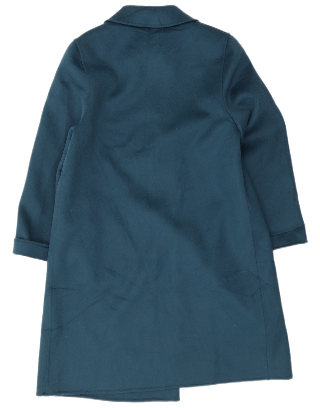 vintage Femme Pardessus IT 46 Grande Laine Bleu Marine