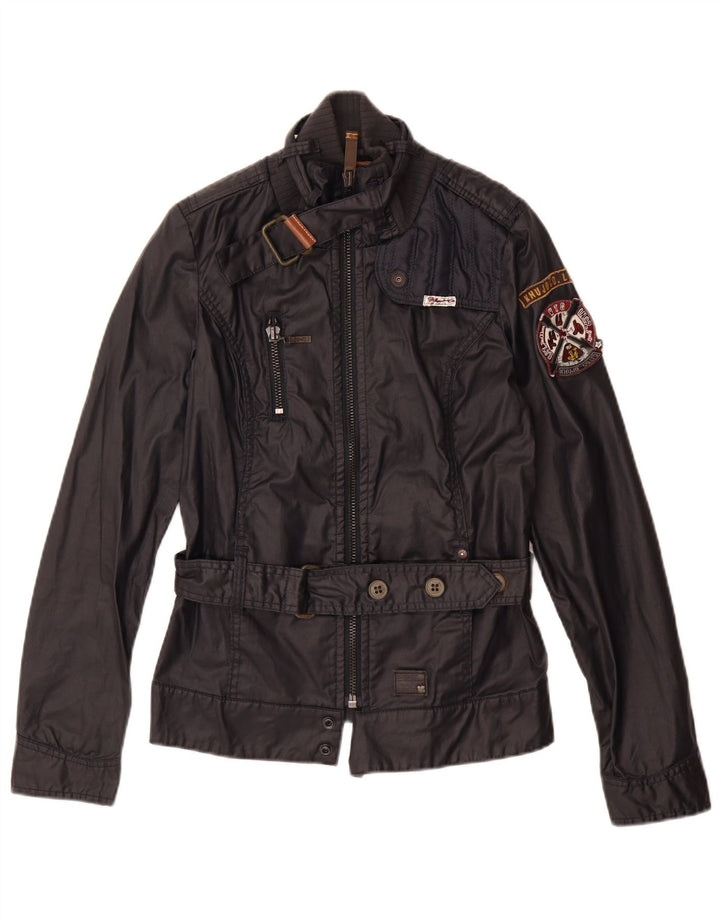 KHUJO Veste utilitaire pour femme UK 10 Petit coton bleu marine